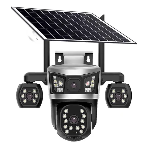 Solar PTZ Security Cam – 4G, 4‑Lens, 4‑Screen, Wireless Outdoor