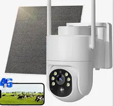 4MP 4G LTE Wireless PTZ Outdoor Camera Solar/Battery Night Vision Siren