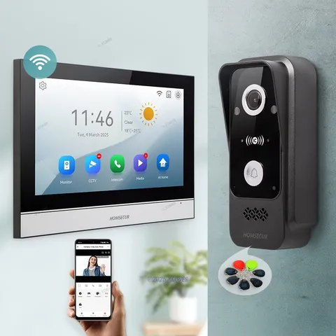 HOMSECUR Waterproof WIFI Video Doorphone Entry Intercom Card Entry Voice Message