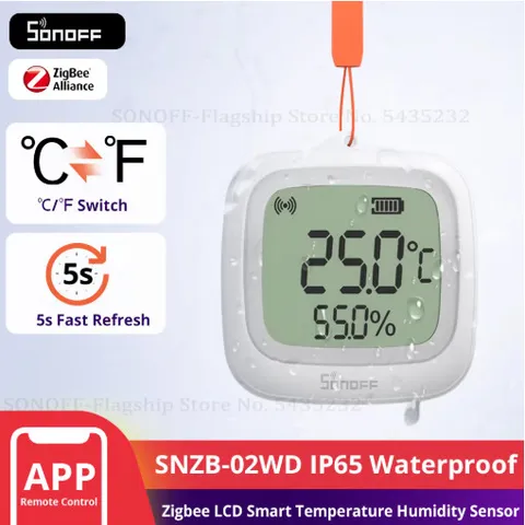 SONOFF SNZB-02WD Zigbee Temperature Humidity Sensor IP65 LCD Smart Home
