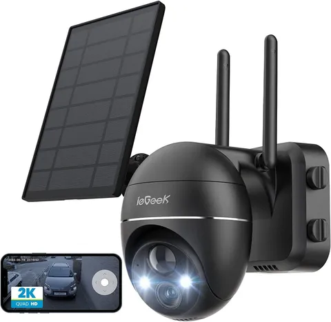 Outdoor Security Cameras Wireless, 2K Solar security camera System 360° PTZ IP65