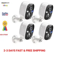 Wireless Outdoor Security Cameras 2K Battery Powered 4 Pack with Night Vision