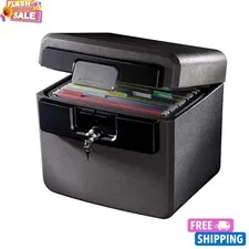 NEW Black Fireproof Waterproof Safe Document Box File Folder Storage 