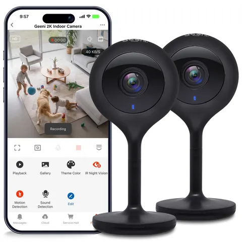 Juego De Dos Camaras De Seguridad Với Zonas De Deteccion De Movimiento