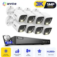 ANNKE 4K 8CH DVR 5MP Audio AI Security Camera System Outdoor Color Night Vision