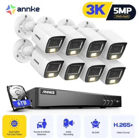 ANNKE 4K 8CH DVR 5MP Audio AI Security Camera System Outdoor Color Night Vision