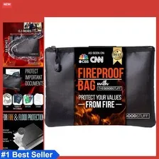 Fireproof Money Bag 10x13 Inch Waterproof Document Holder with Zipper for Cash
