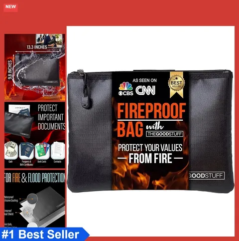 Fireproof Money Bag 10x13 Inch Waterproof Document Holder with Zipper for Cash