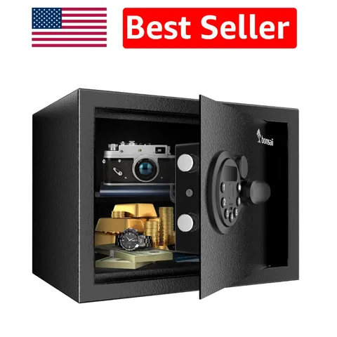 Durable Alloy Steel Safe with Electronic Keypad & Removable Shelf, 9.84"
