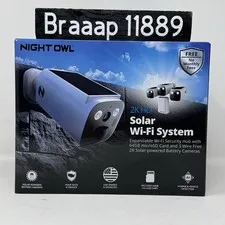 Night Owl 8-Channel 2K 64GB Hub Recorder Security System 3 Battery Solar Cameras