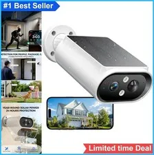 Solar Security Camera Wireless Outdoor 2K WiFi AI Motion Detection 360 View