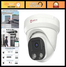 4K 8MP PoE IP Camera - Outdoor Indoor Turret, AI Motion Detection, Night Vision,