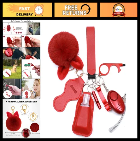 Women's Safety Keychain Set with Personal Alarm - 9 Protective Accessories