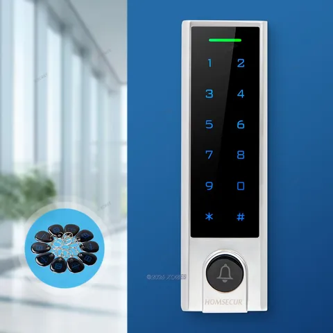 HOMSECUR Touch Keypad Entry Access Control Unit With 10pcs Keyfobs 1000 Users