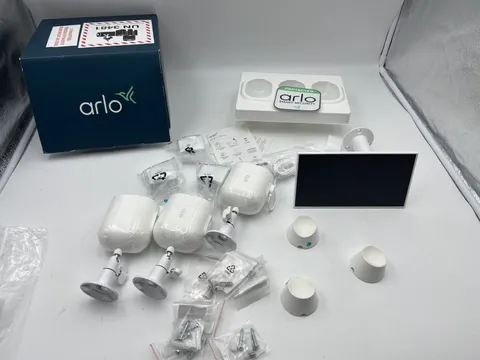 Arlo Pro 4 Wireless 3-Camera Security System w/ Bonus Solar Panel - White