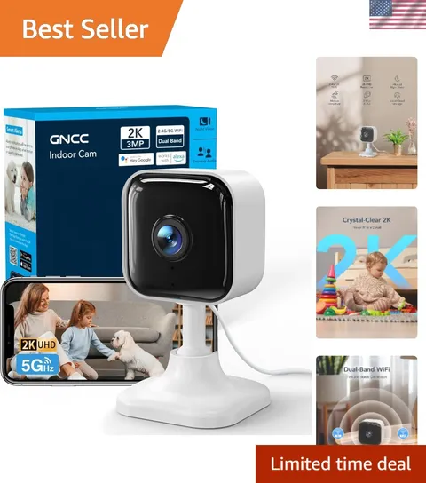 2.4G/5G WiFi Pet Camera - 32ft Night Vision & Motion Detection for Home Security