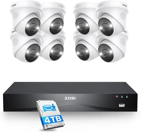 ZOSI 16CH NVR 4K 8MP PoE 24/7 Record Home Security System Camera 2-Way Audio 4TB