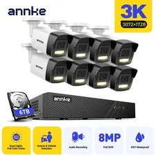 ANNKE 8CH 4K NVR POE 5MP Audio Security Camera System 3K Outdoor AI Color Night
