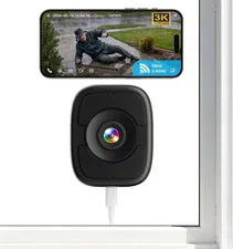 5MP 3K Magnetic Window Camera, Indoor Safeview Camera with Night Vision Full Col