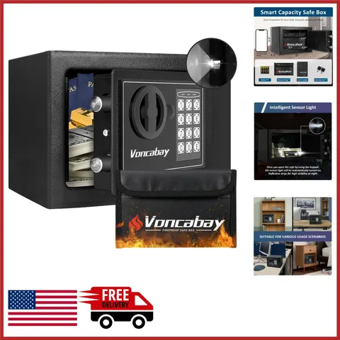 Compact Alloy Steel Safe Box with Digital Keypad and Fireproof Bag Included