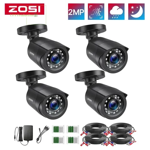 ZOSI 1080P 4 Pack HD TVI Security Cameras Outdoor Indoor Weatherproof Bullet...