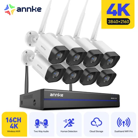 ANNKE 4K Wireless Security Camera System 16CH NVR Two Way Audio Human Detection