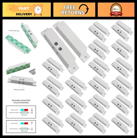 20 Sets Magnetic Window Door Sensor Contacts - Surface-Mounted Reed Switch Alarm