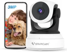 Indoor Security Camera, 2K with 360° Rotation, Human/Motion Detection with Auto