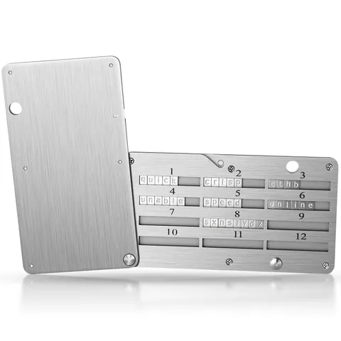 Crypto Seed Phrase Storage, Metal Seed Phrase Plate, S2, 38 Letter Wide Slots...
