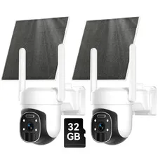 4G LTE Cellular Security Camera Outdoor with 32G TF Card, 2K No Wifi Solar Camer
