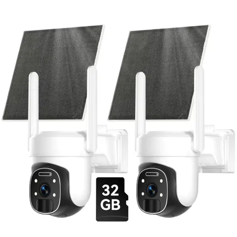4G LTE Cellular Security Camera Outdoor with 32G TF Card, 2K No Wifi Solar Camer