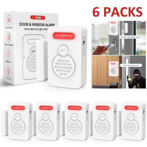 Refrigerator Alarm Wireless Doorbell Sensor 3-Level Volume Voice Window Alert ×6