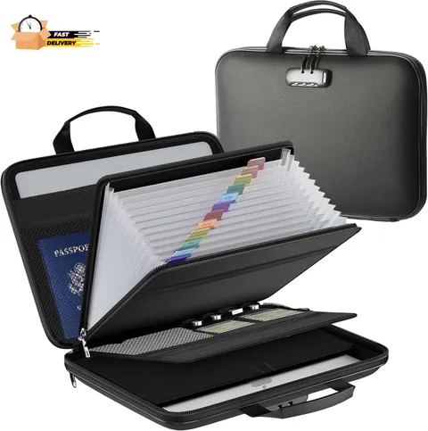 Fireproof Document Box with Lock, Portable Hard-Shell Case Fireproof File Box F