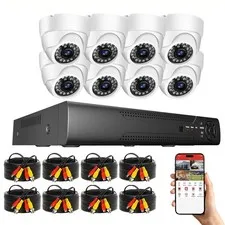 SANSCO 8CH  5MP Lite DVR 5MP CCTV Security Camera System Outdoor Night Vision