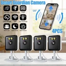 4pcs 1296P Ultra HD Home Mini Security Camera Indoor Wireless, AI Motion Track
