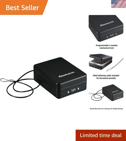 Portable 0.05 Cu Ft Lock Box with Resettable Combination Lock - Secure Valuables