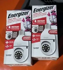 Lot Of TWO - Energizer Smart Wi-Fi Indoor Outdoor Light Bulb Socket P/T Camera 