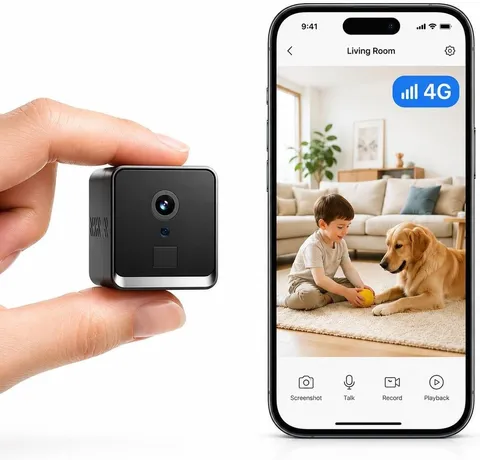 firstrend Mini 4G Wireless Security Camera, No WiFi 2K HD Indoor Surveillance Ca