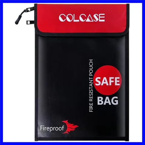Upgraded Fireproof Document Bag with 2 Pockets - 2000℉ Protection, 15 x 11