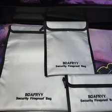 Fireproof Document Bags 3 Pack Waterproof Money Cash Passport Holder A4 A5 File