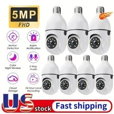 7PCS Light Bulb Security Camera 5MP WIFI 360° Color Wireless 2-Way Audio