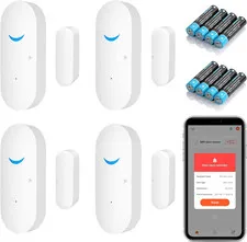 Smart Door Sensor Alarm Wireless, Wifi Door Window Detector with 8 Batteries, Sm