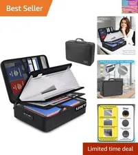 Fireproof Document Organizer Bag with Lock – Waterproof File Folder with 13 L...
