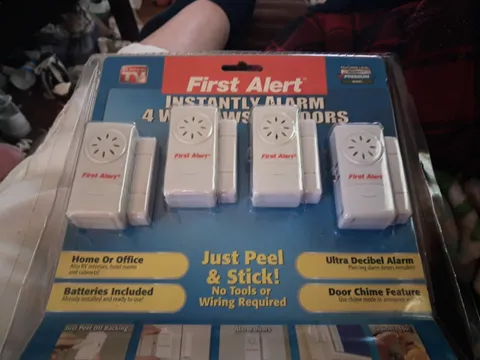 FIRST ALERT 4 Pack Premium Window & Door Security Alarms - New In Box