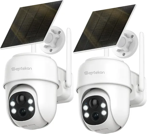2-Pack 2K Solar PTZ Security Cameras Wireless Outdoor WiFi IP66