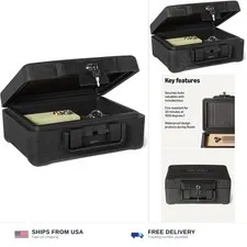 Amazon Basics Fire-Resistant Waterproof Fire Chest with Mechanical Key, 0.22 ...