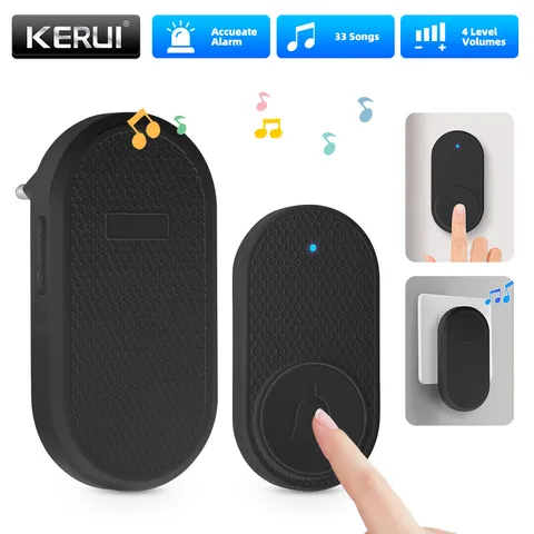 Easy Install Plug Play Doorbell 500Ft Wireless 33 Chimes Household Security Kit