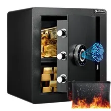 Biometric Safe Box, Fireproof 1.6 CuFt Fingerprint Safe w/Touchscreen, Remova...