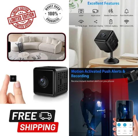 1080P HD WiFi Mini Security Camera Night Vision Motion Detection Indoor Outdoor.