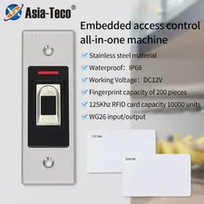 IP68 Waterproof Metal Fingerprint Access Control Keypad Concealed Mounted in Wal